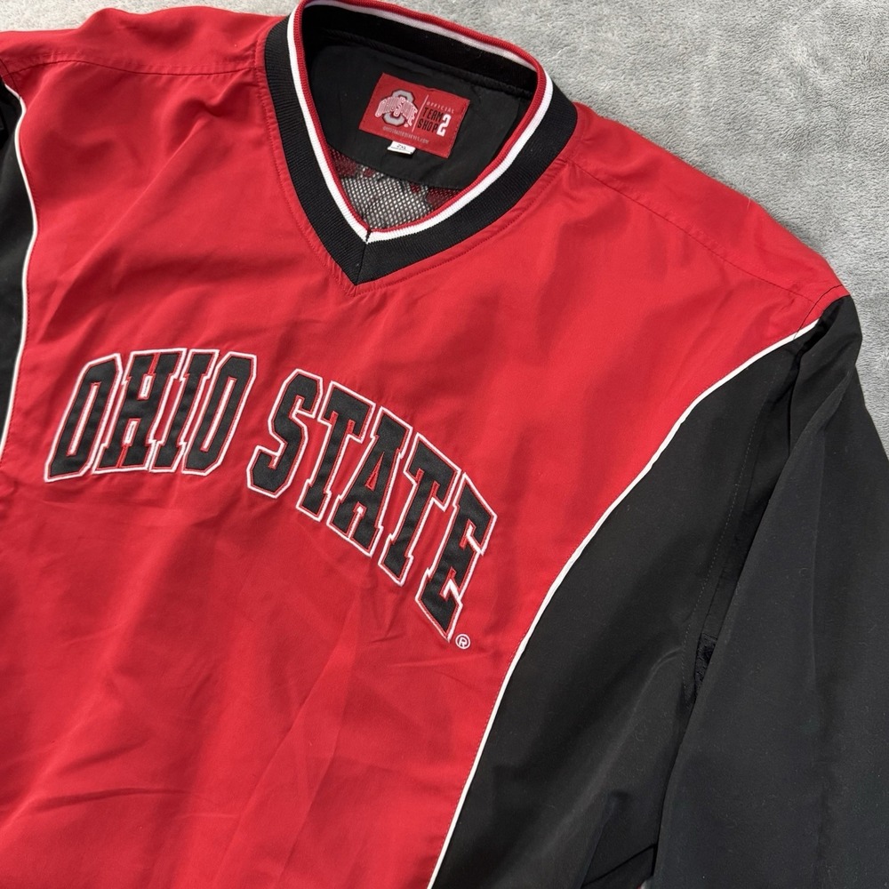 Ohio State Buckeyes Crewneck Mens XXL Red Windbreaker Pullover Sport 2XL Sweater